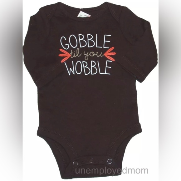 Boys Turkey Gobble Thanksgiving Holiday Tee Bodysuit Graphic Shirt Top NB - Picture 2 of 3